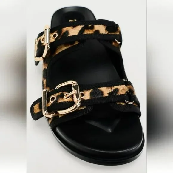 Zara | Shoes | Zara Animal Embossed Leather Slides | Poshmark